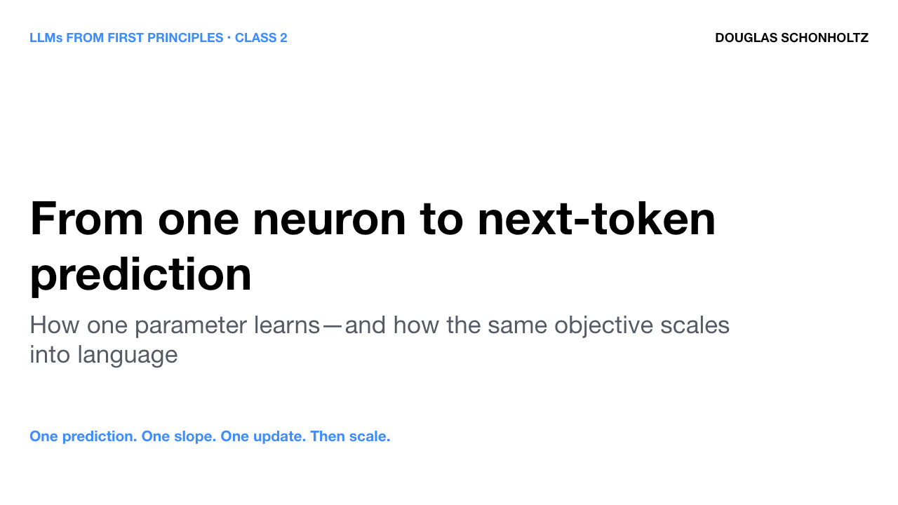 Slide 1: From one neuron to next-token prediction